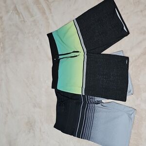2 Pairs of Burnside Gradient Green and Black Board Shorts